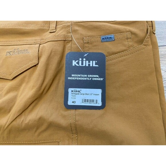 Kuhl Renegade Cargo Mens 40X10 Brown Nylon Stretch Born in the Mouintain Shorts - Picture 2 of 9